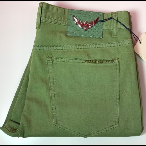 Scissor Scriptor Jeans Lime Green Unique Size 34 - Picture 1 of 8